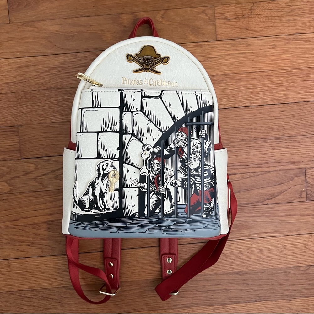 Pirates Of The Caribbean Dog Loungefly Backpack Used Purse Disney Parks Keys